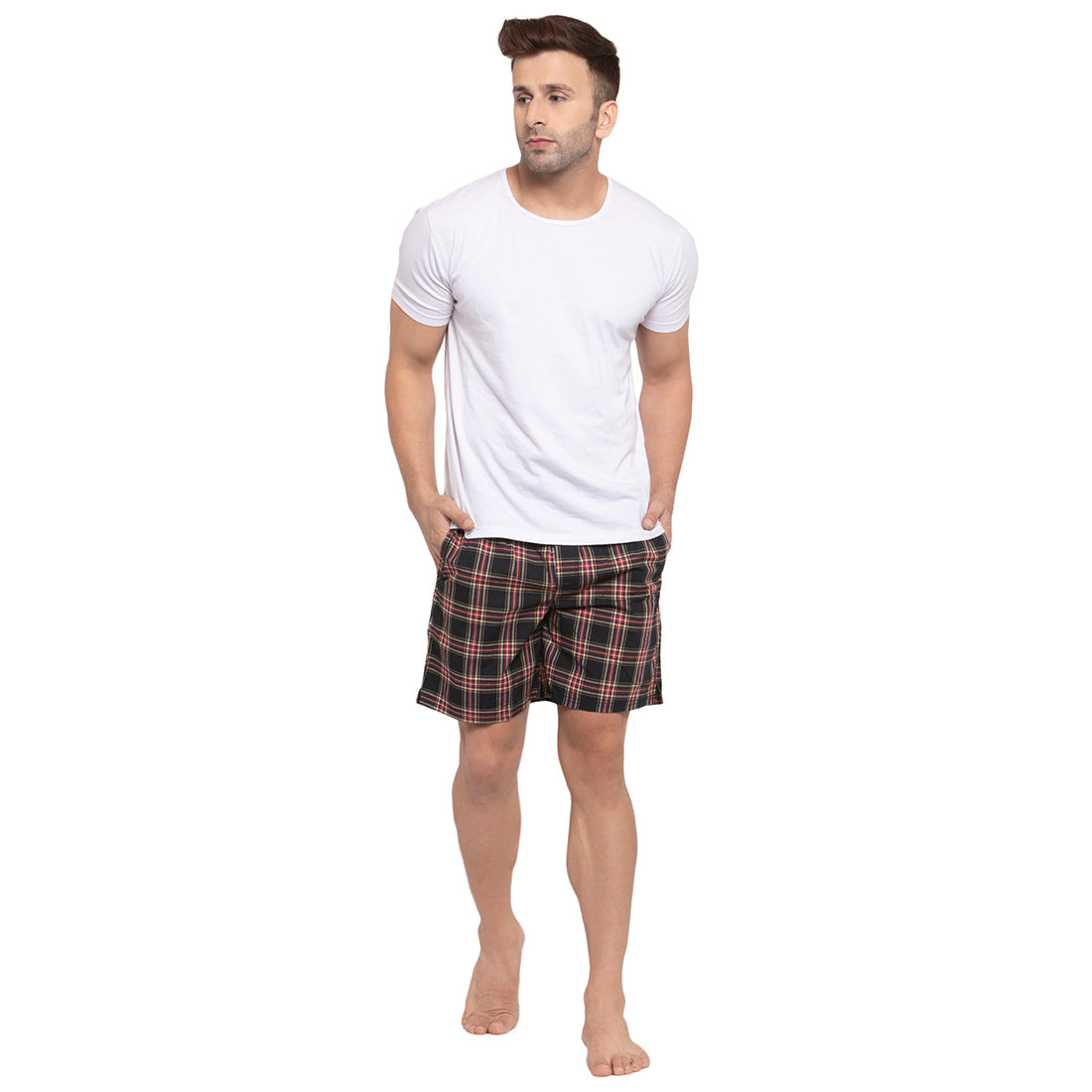 Crosscreek Men Black and Red Checks Boxers Crosscreek