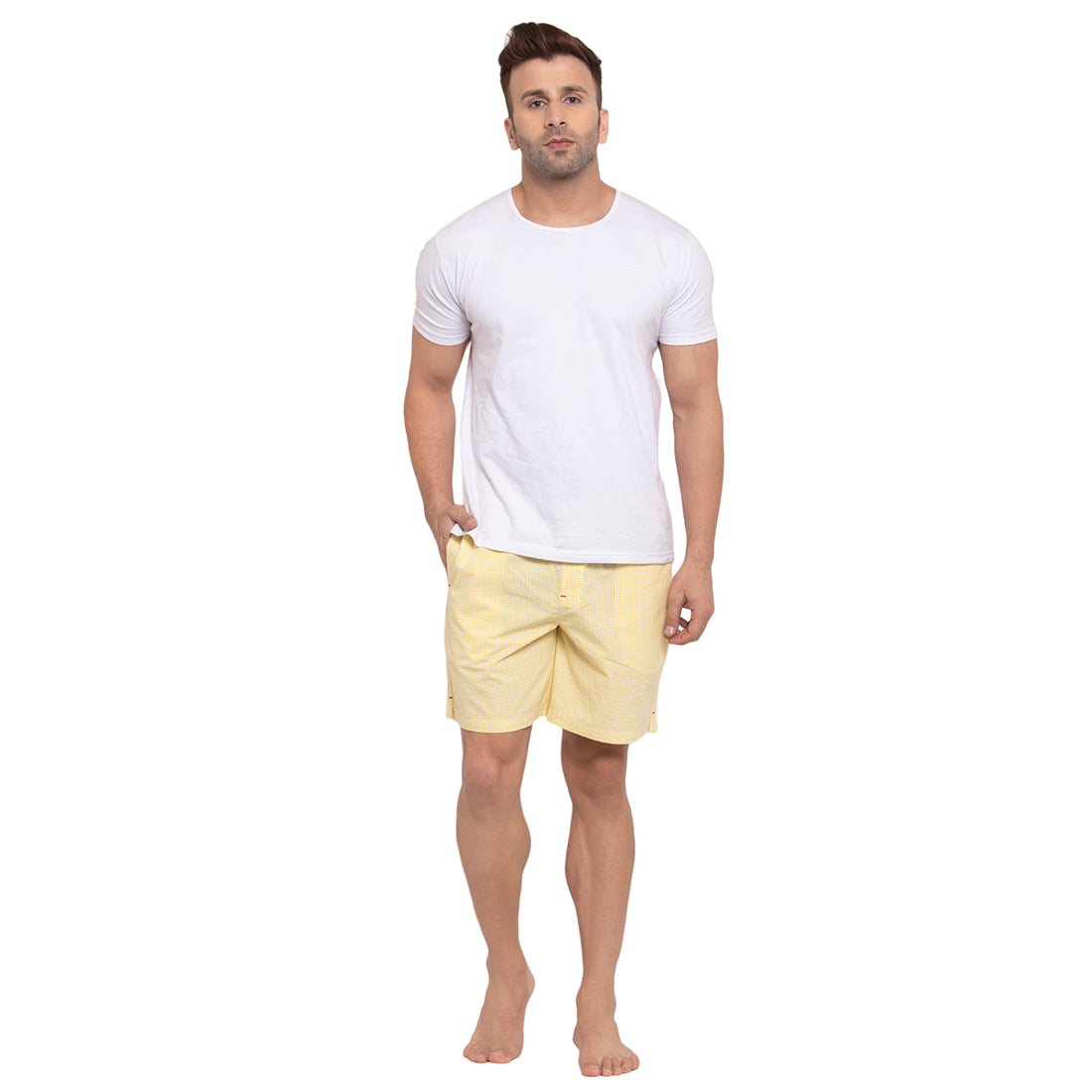 Crosscreek Men Yellow Checks Boxers Crosscreek