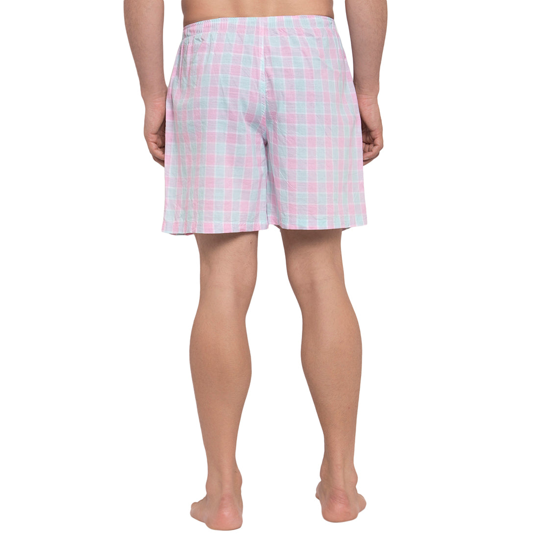 Crosscreek Men Pink and Light Blue Checks Boxers Crosscreek