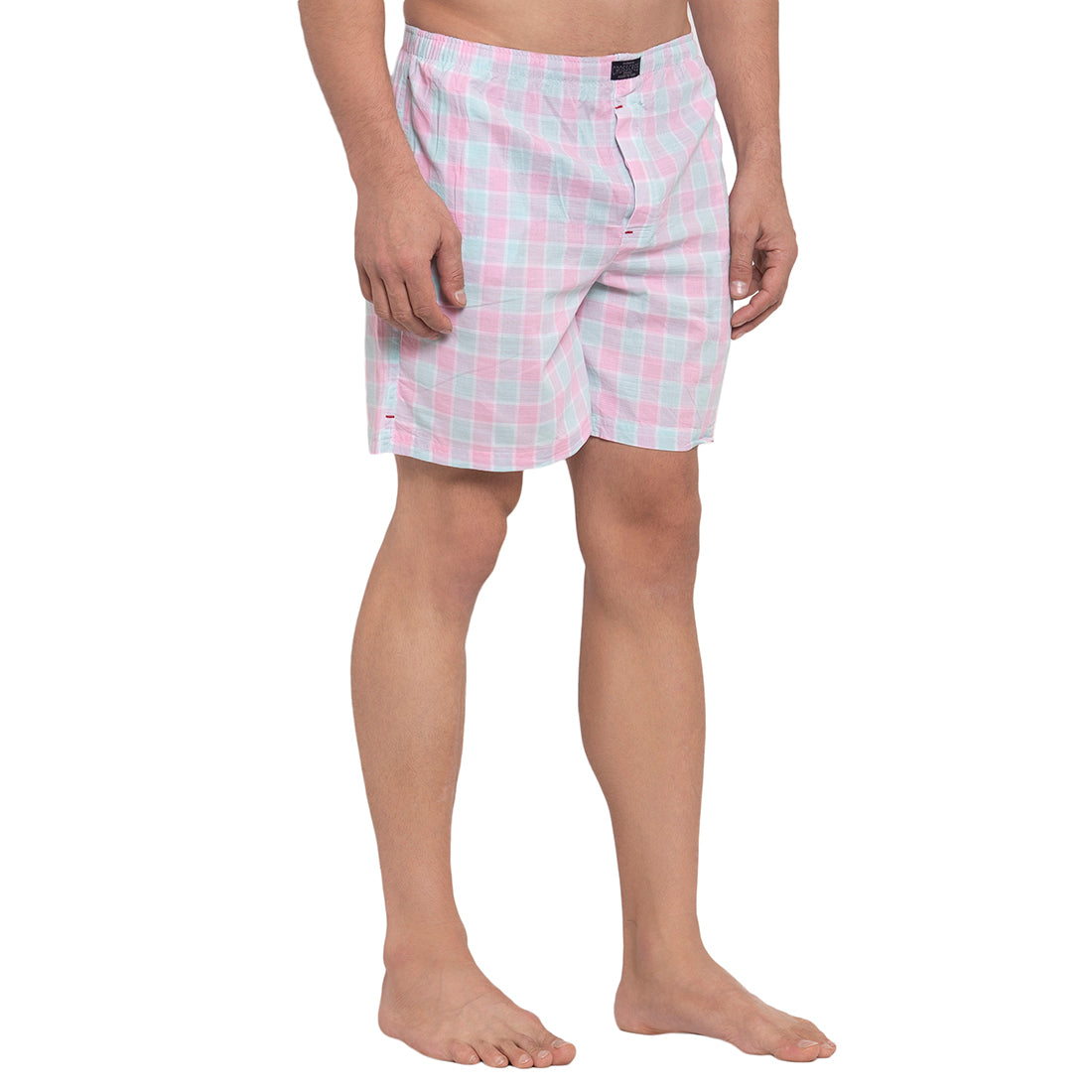 Crosscreek Men Pink and Light Blue Checks Boxers Crosscreek