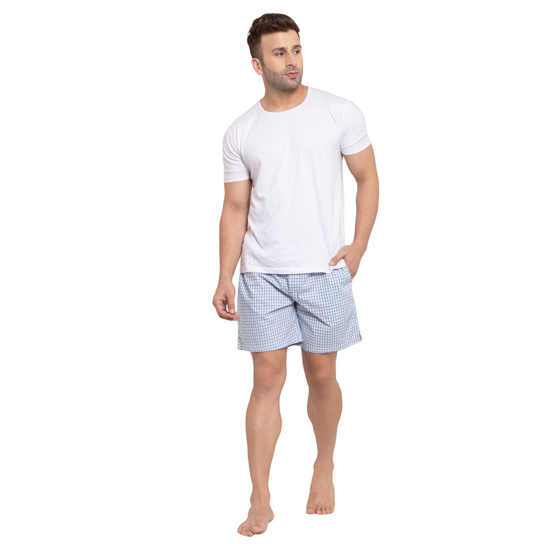 Crosscreek Men Blue Checks Boxers Crosscreek