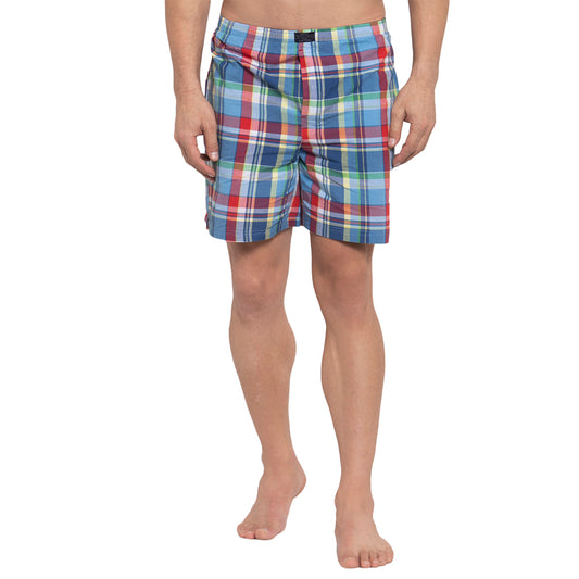 Crosscreek Men Blue and Red Checks Boxer Crosscreek