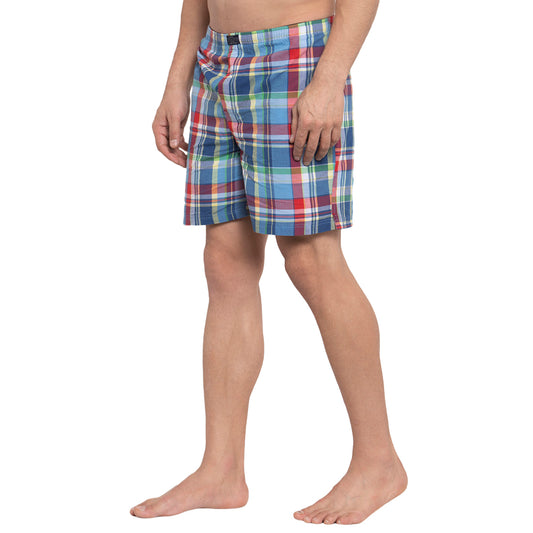Crosscreek Men Blue and Red Checks Boxer Crosscreek