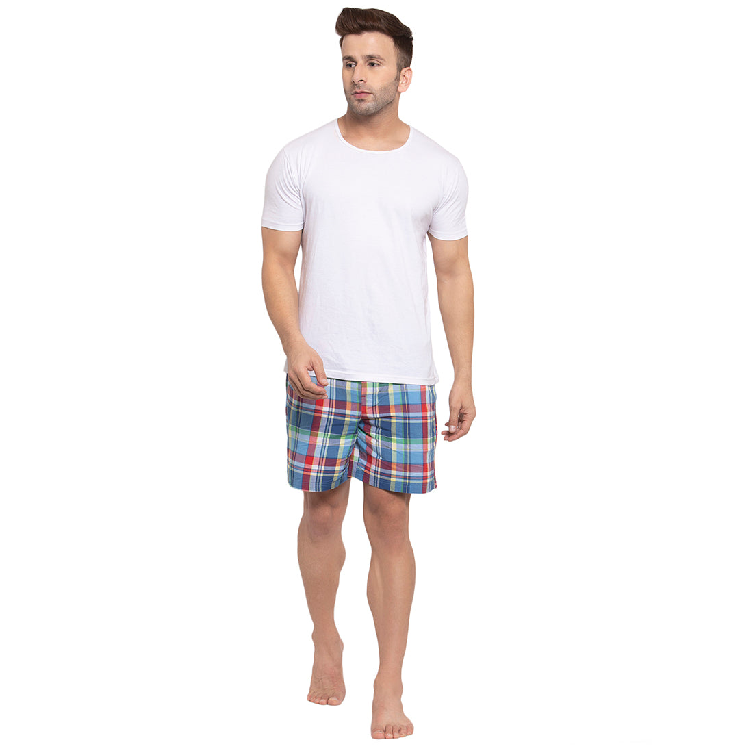 Crosscreek Men Blue and Red Checks Boxer Crosscreek