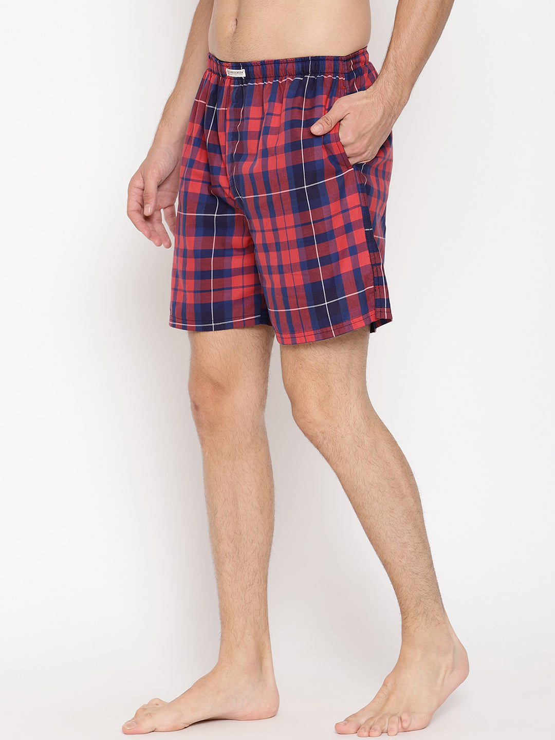 Crosscreek Men Red Blue Checked Boxer Shorts Crosscreek