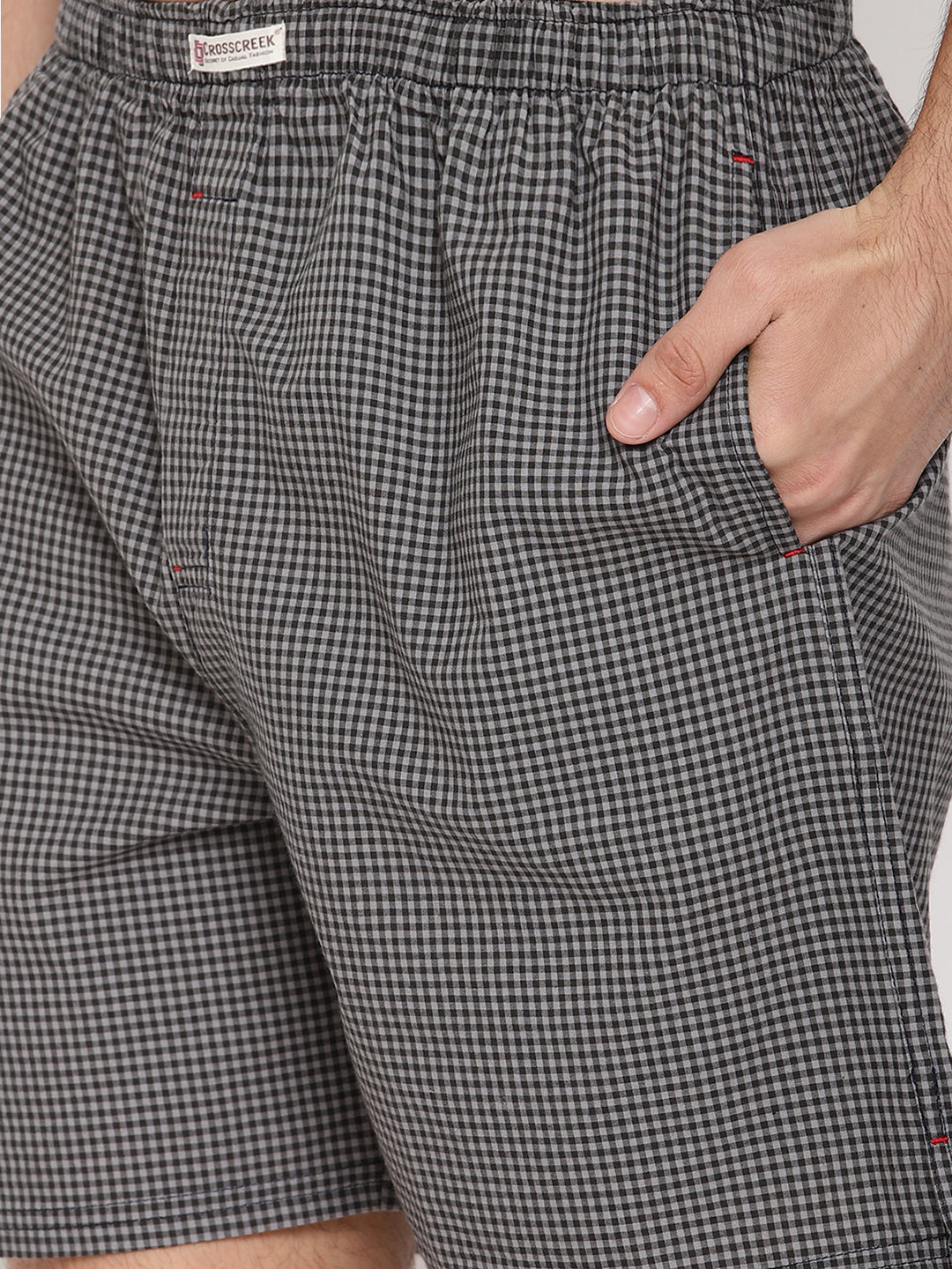 Crosscreek Men Grey Checked Boxer Shorts Crosscreek