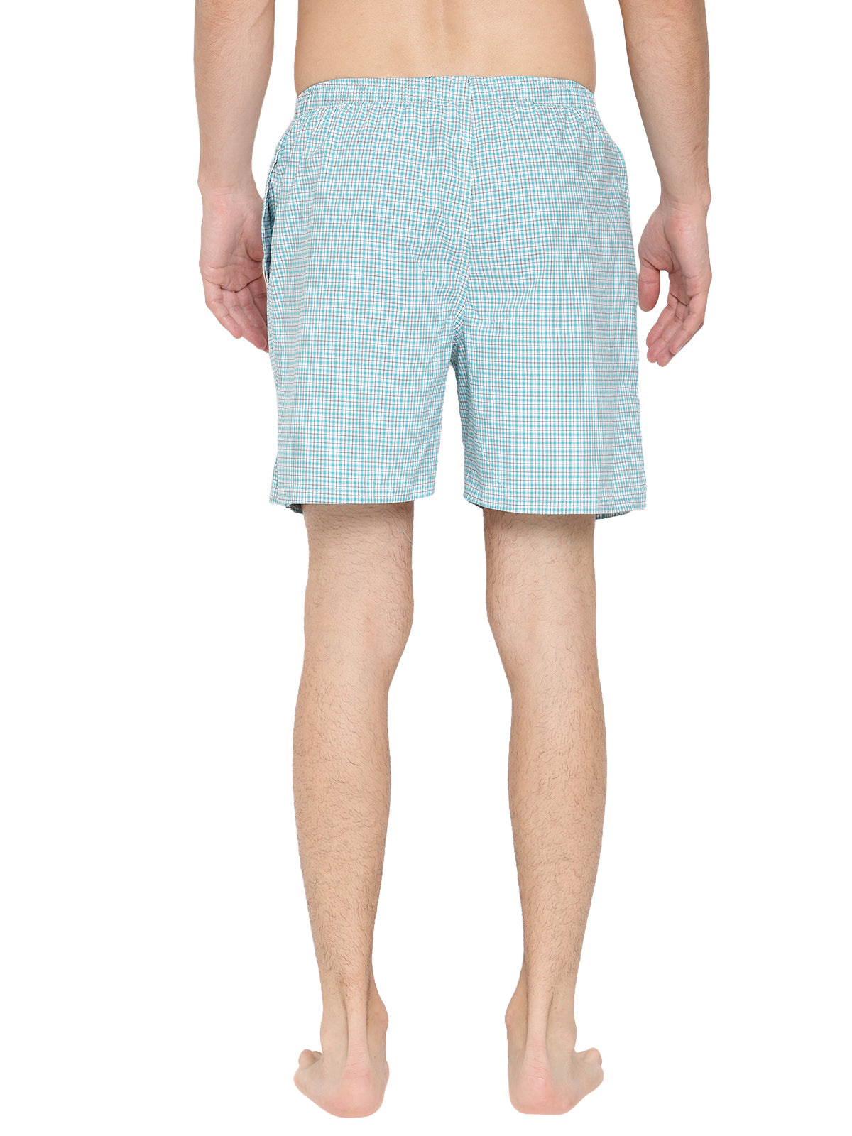 Crosscreek Men Aqua Blue Checked Boxer Shorts Crosscreek