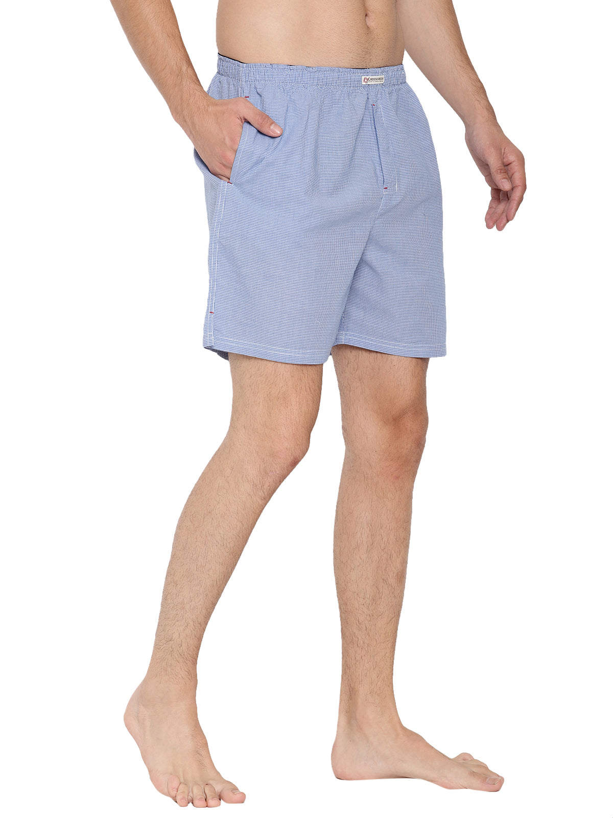 Crosscreek Men Blue Checked Boxer Shorts Crosscreek