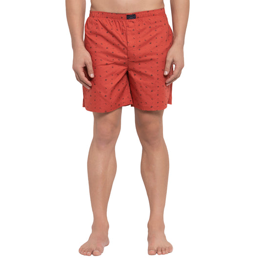 Crosscreek Men Burnt Red Printed Boxer Crosscreek