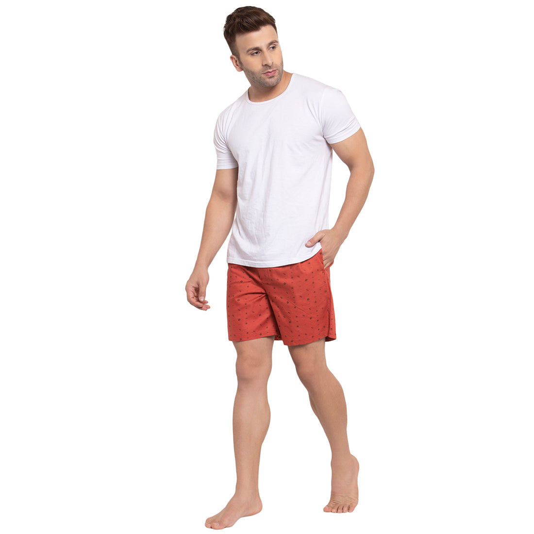 Crosscreek Men Burnt Red Printed Boxer Crosscreek