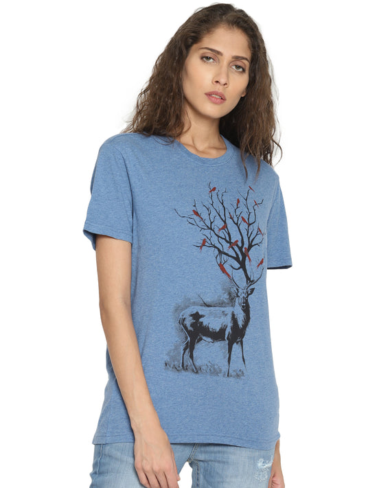 Wolfpack Women Light Blue Printed T-Shirt Wolfpack