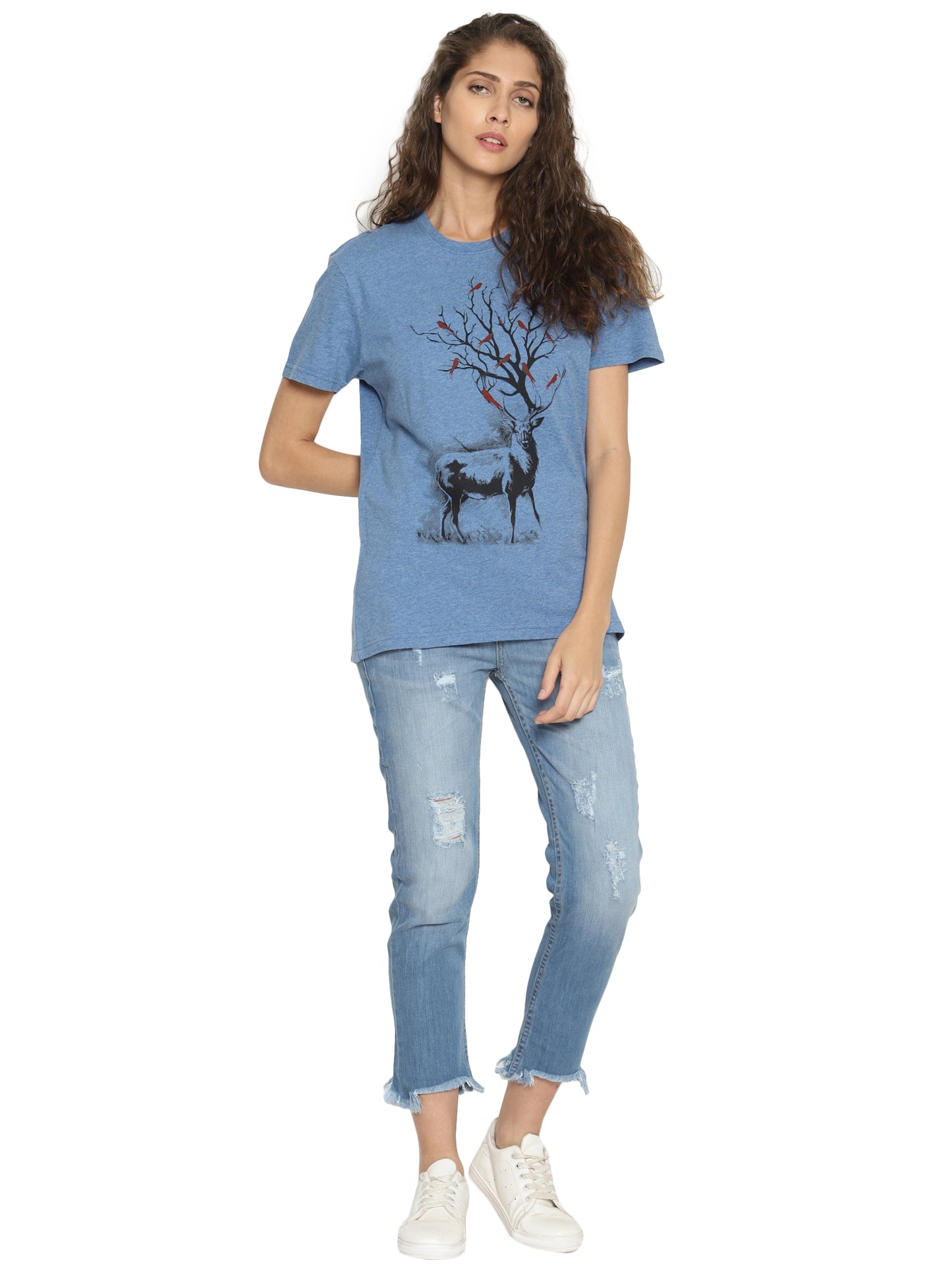 Wolfpack Women Light Blue Printed T-Shirt Wolfpack