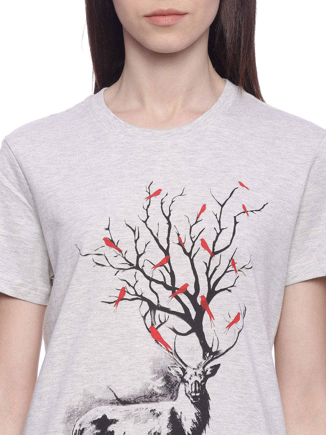 Women Women Grey Printed T-Shirt Wolfpack