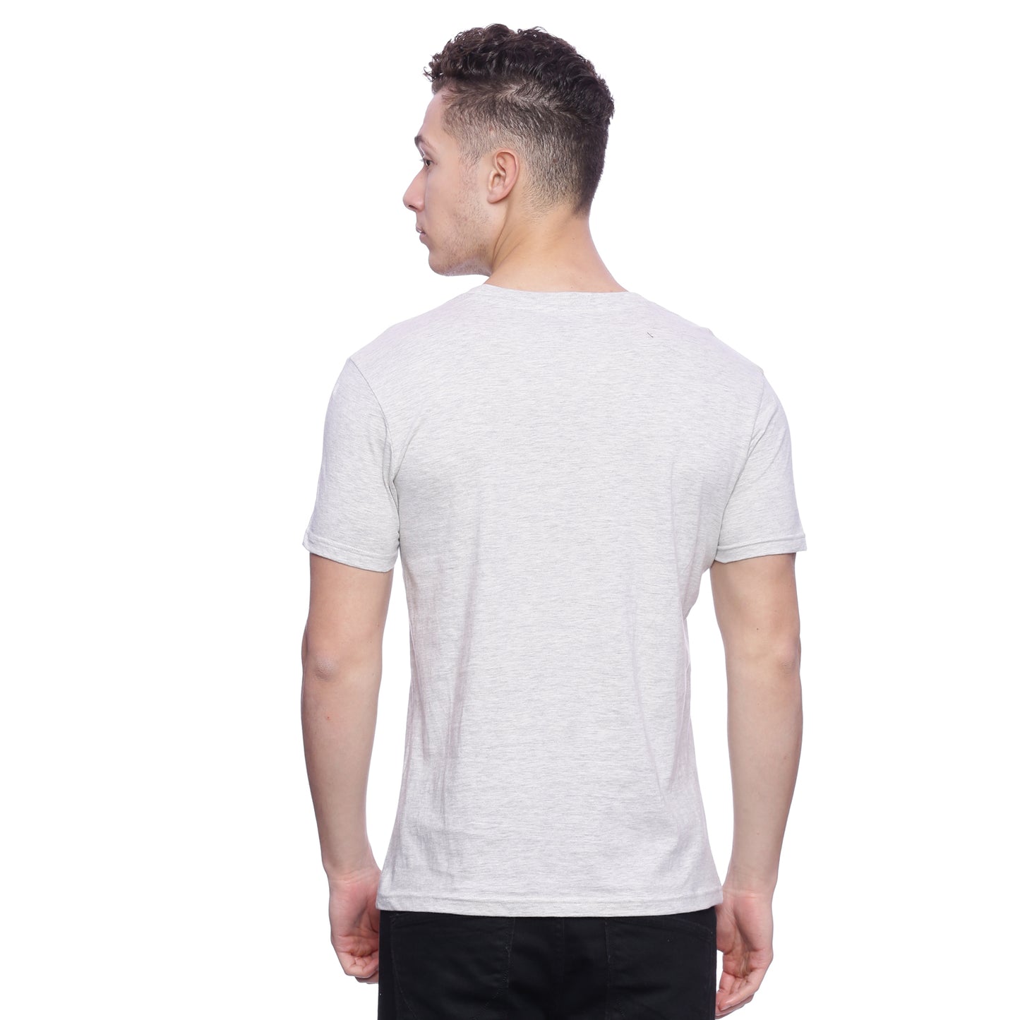 Wolfpack Men Grey Melange Printed T-Shirt Wolfpack
