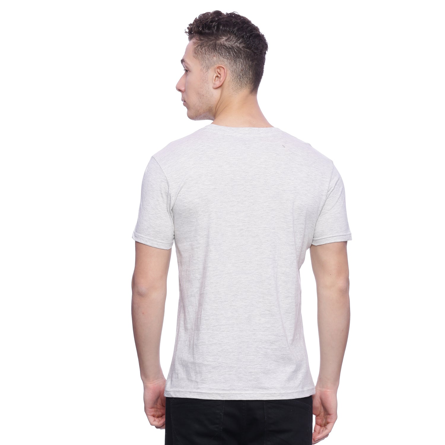 Wolfpack Men Grey Melange Printed T-Shirt Wolfpack