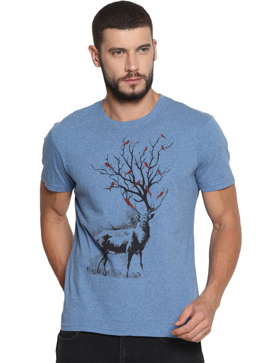 Wolfpack Men Light Blue Printed T-Shirt Wolfpack