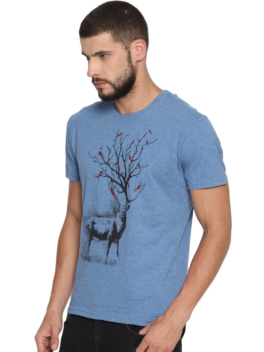 Wolfpack Men Light Blue Printed T-Shirt Wolfpack