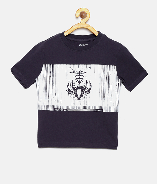 Wolfpack Boys Navy Blue Printed T-Shirt Wolfpack