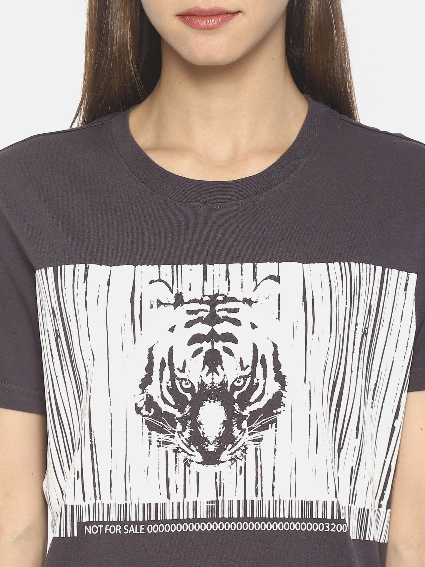 Wolfpack Women Dark Grey Printed T-Shirt Wolfpack