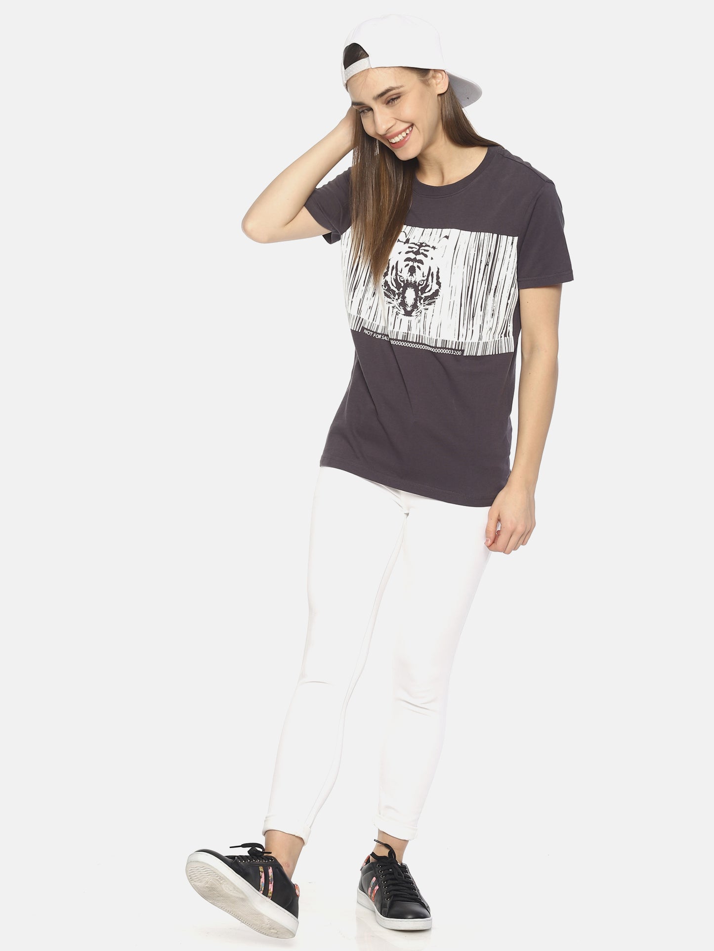 Wolfpack Women Dark Grey Printed T-Shirt Wolfpack