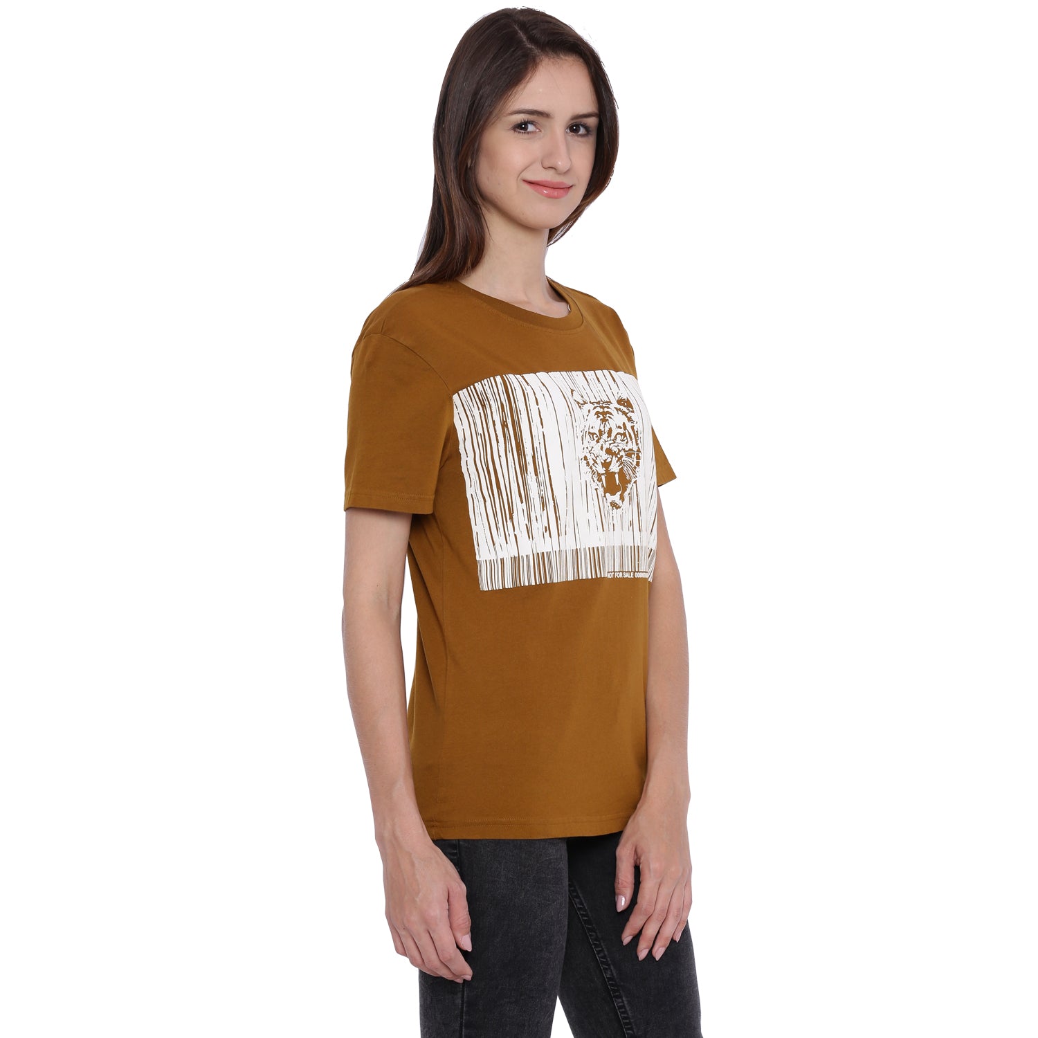 Wolfpack Women Brown Printed T-Shirt Wolfpack