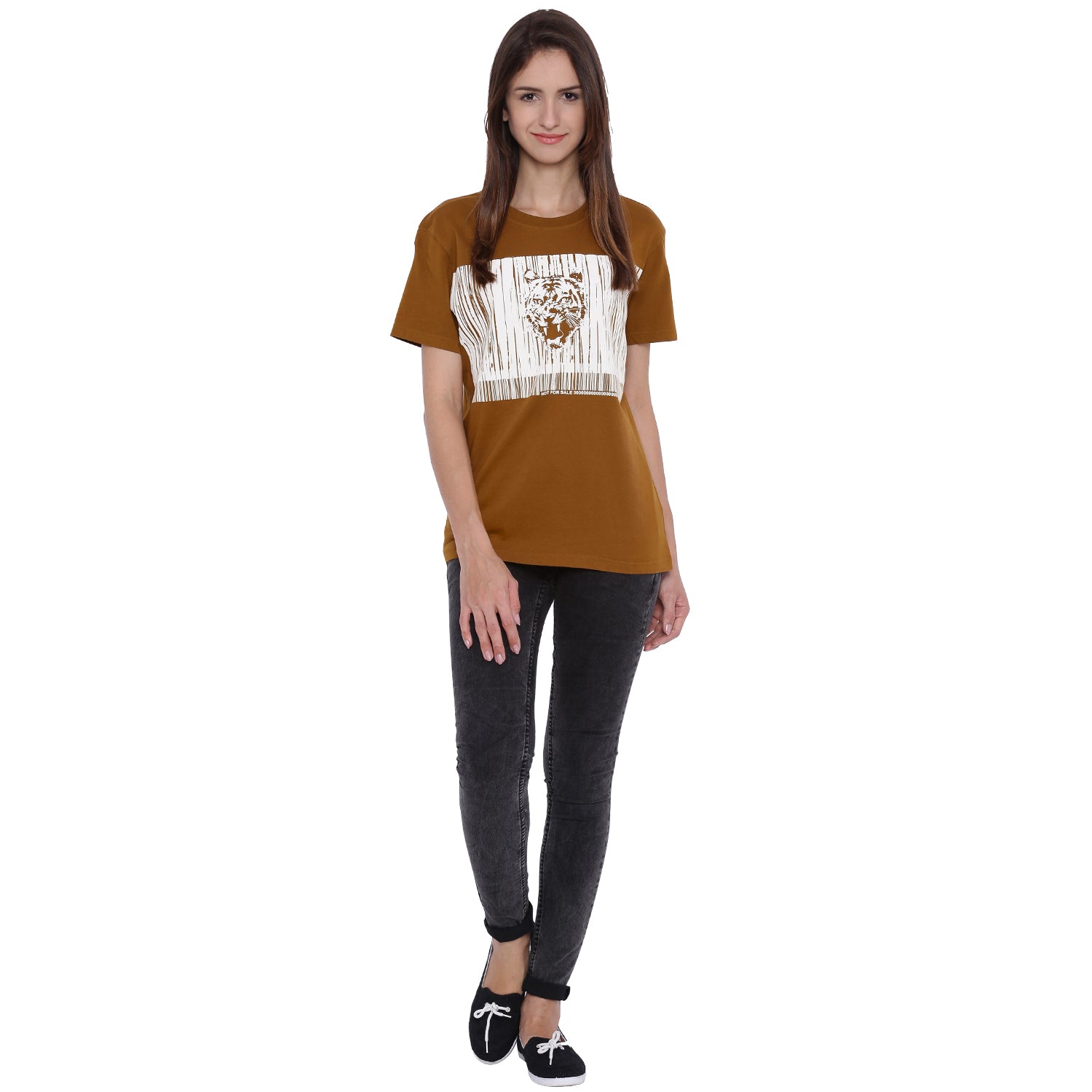 Wolfpack Women Brown Printed T-Shirt Wolfpack