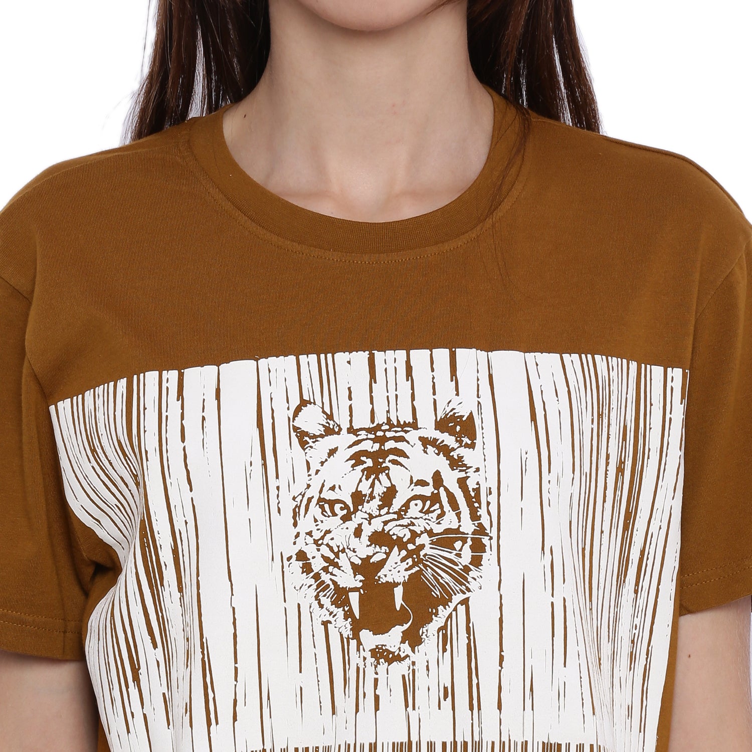 Wolfpack Women Brown Printed T-Shirt Wolfpack