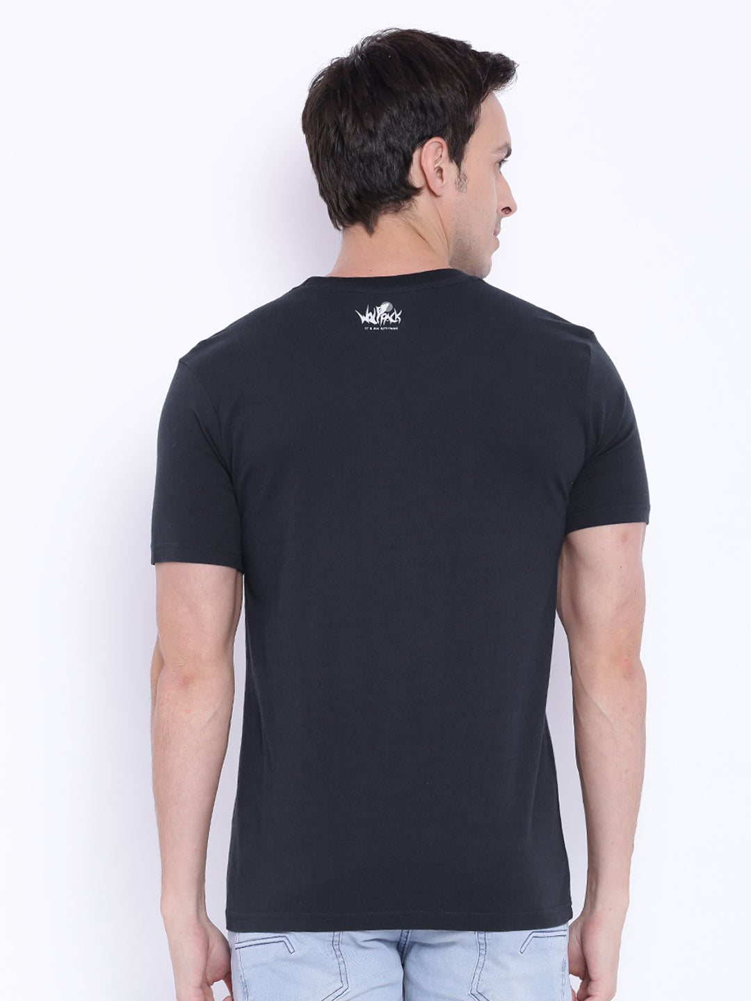Wolfpack Round Neck Barcode Tiger Printed Navy Blue T-Shirt Wolfpack