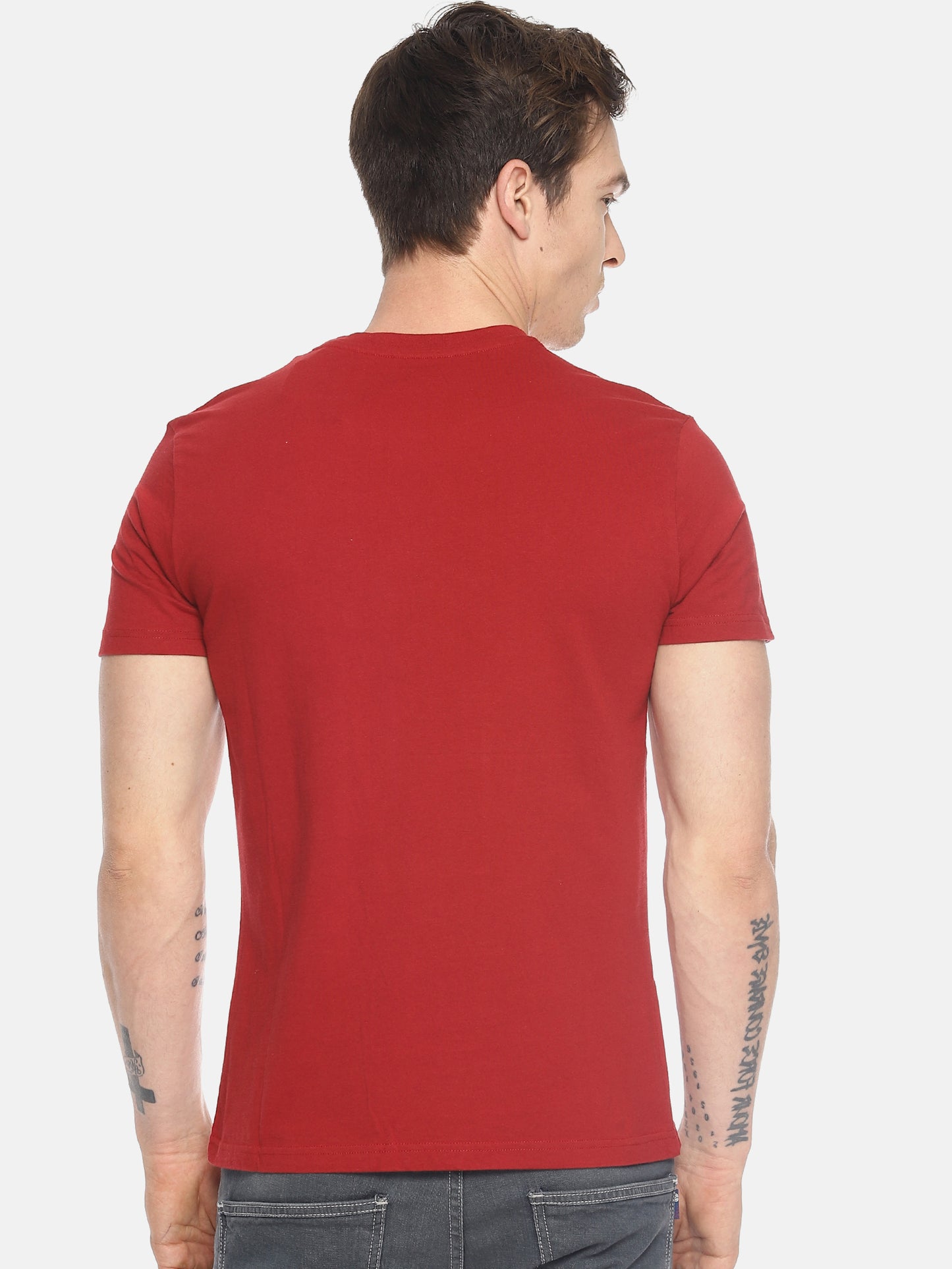 Wolfpack Round Neck Barcode Tiger Printed Red T-Shirt Wolfpack