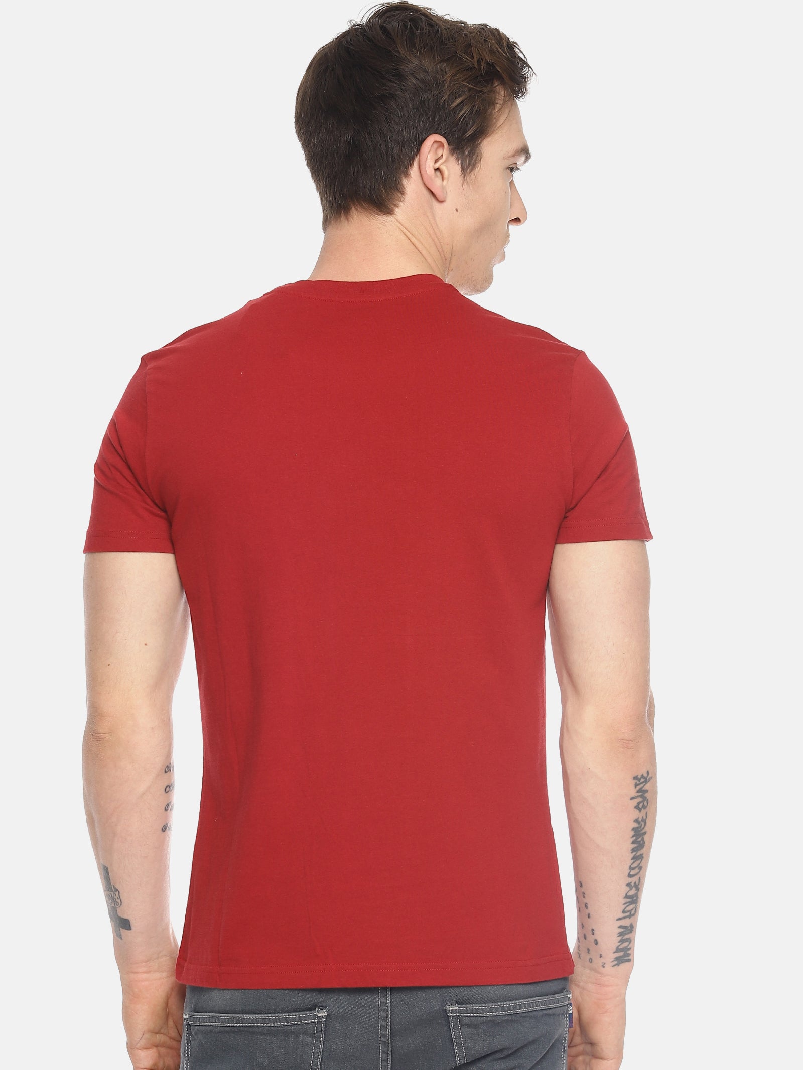 Wolfpack Round Neck Barcode Tiger Printed Red T-Shirt Wolfpack
