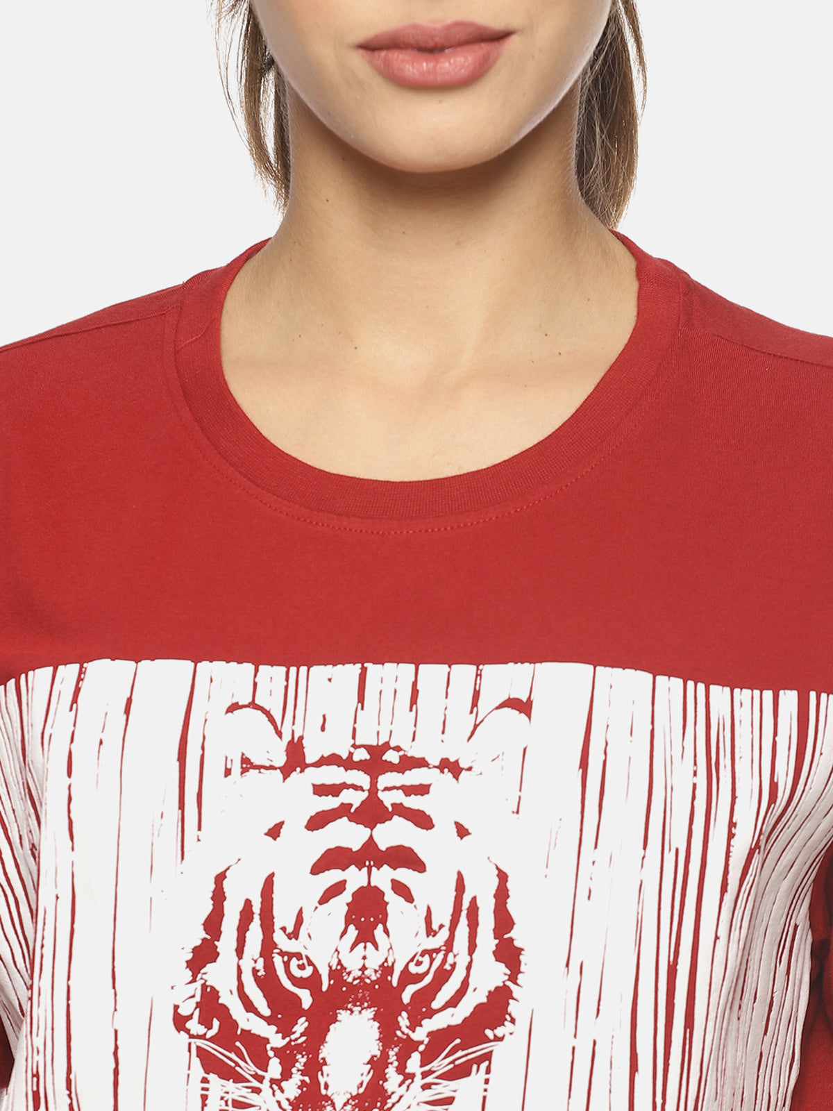 Wolfpack Women Red Printed T-Shirt Wolfpack