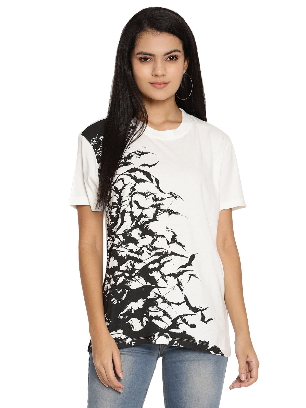 Wolfpack Bats White Printed Women T-Shirt Wolfpack