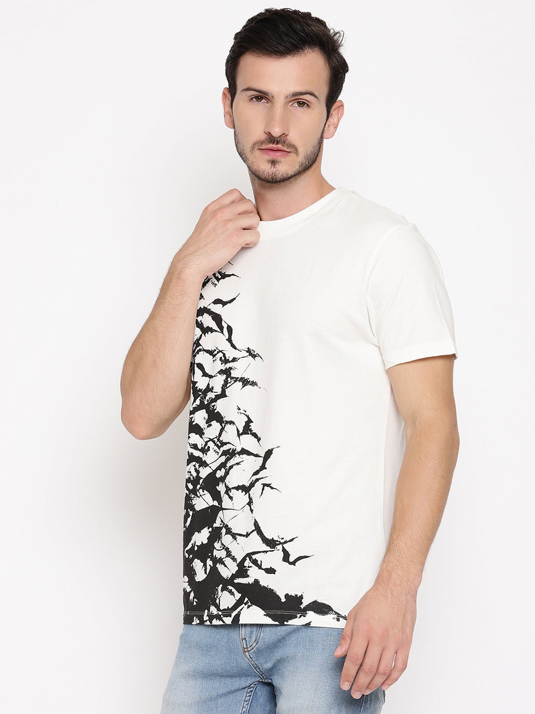 Bats Printed White Men T-Shirt Wolfpack