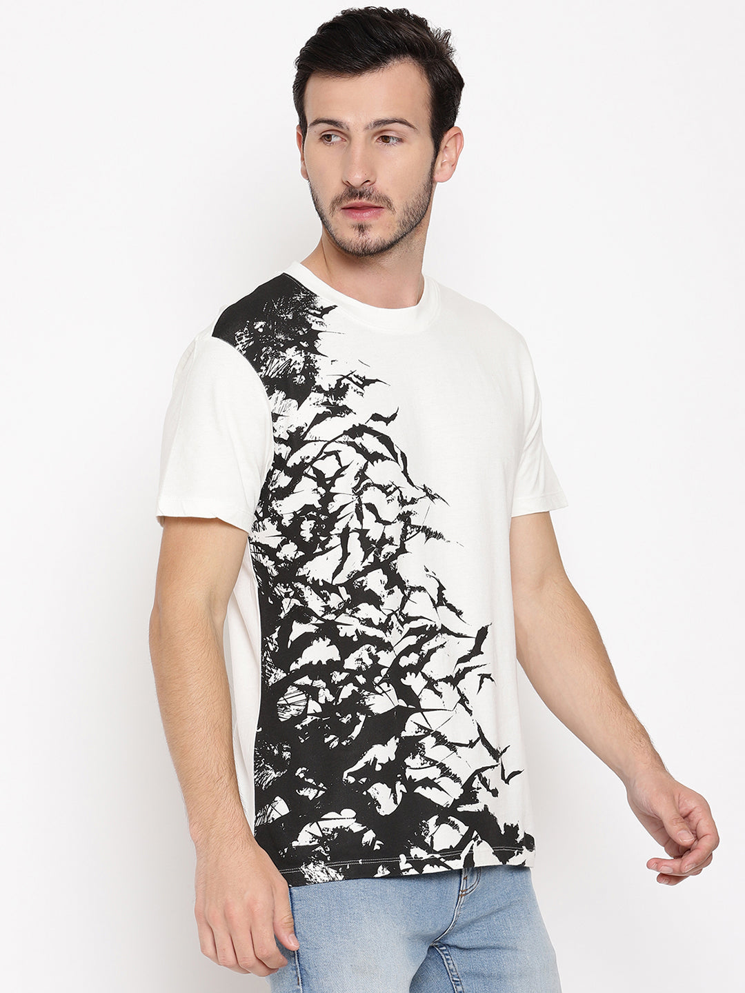 Bats Printed White Men T-Shirt Wolfpack