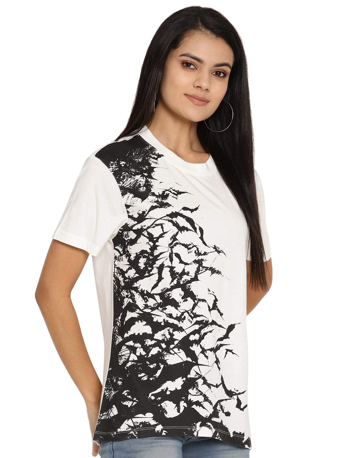Wolfpack Bats White Printed Women T-Shirt Wolfpack