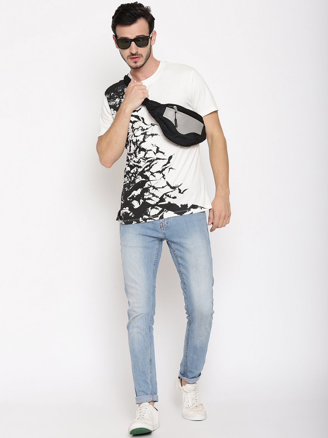 Bats Printed White Men T-Shirt Wolfpack