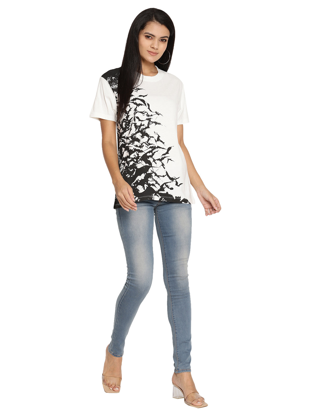 Wolfpack Bats White Printed Women T-Shirt Wolfpack