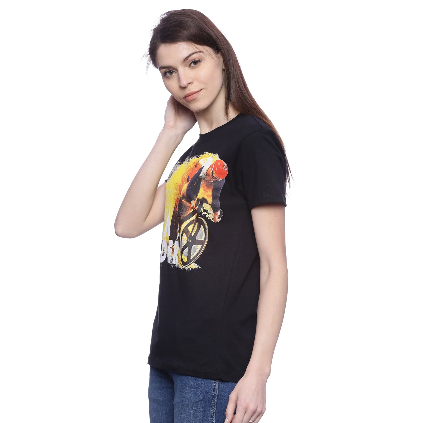Wolfpack Women Black Printed T-Shirt Wolfpack
