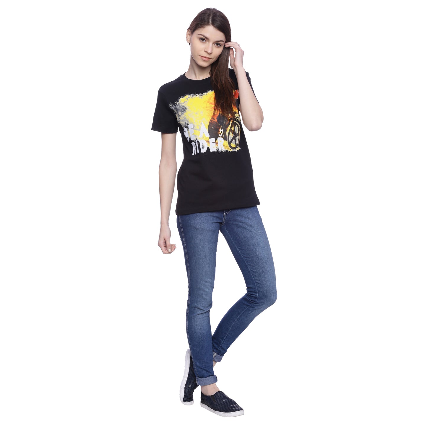 Wolfpack Women Black Printed T-Shirt Wolfpack