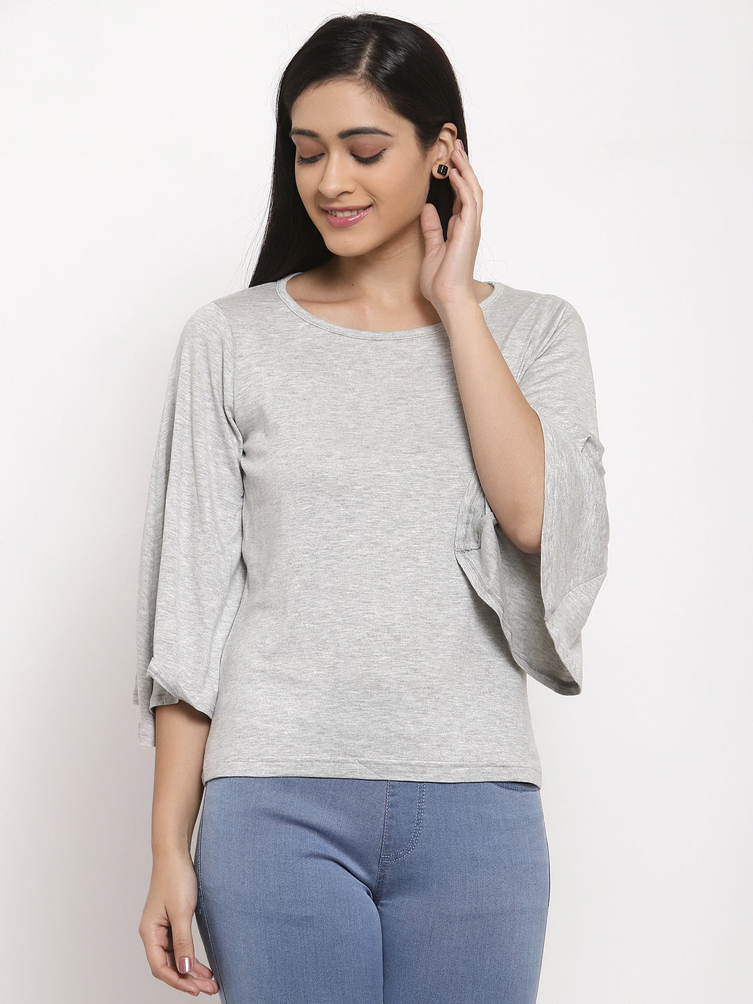 Wolfpack Women Grey Bell Handed T-shirt Wolfpack