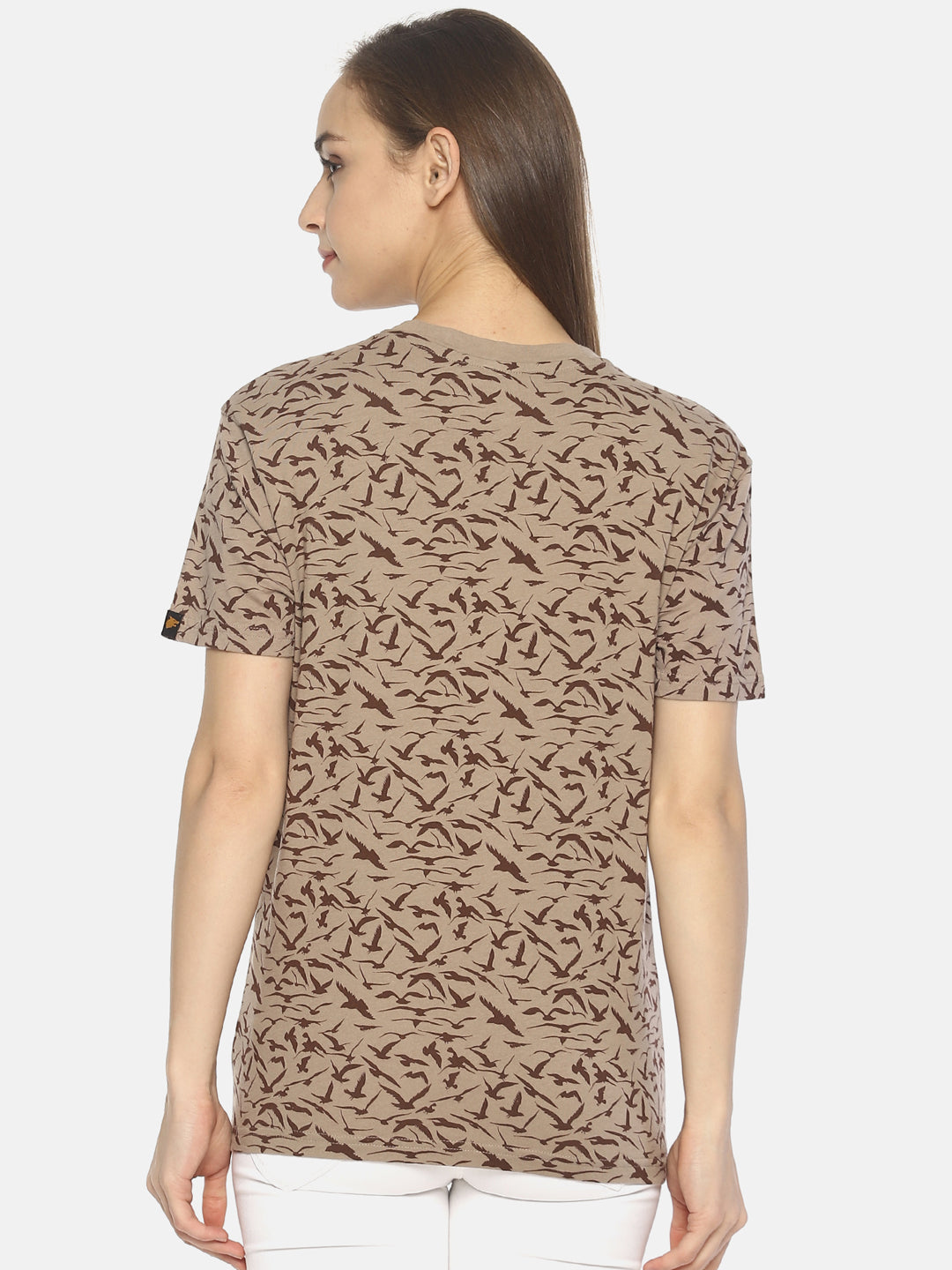 Wolfpack Women Beige Printed T-Shirt Wolfpack