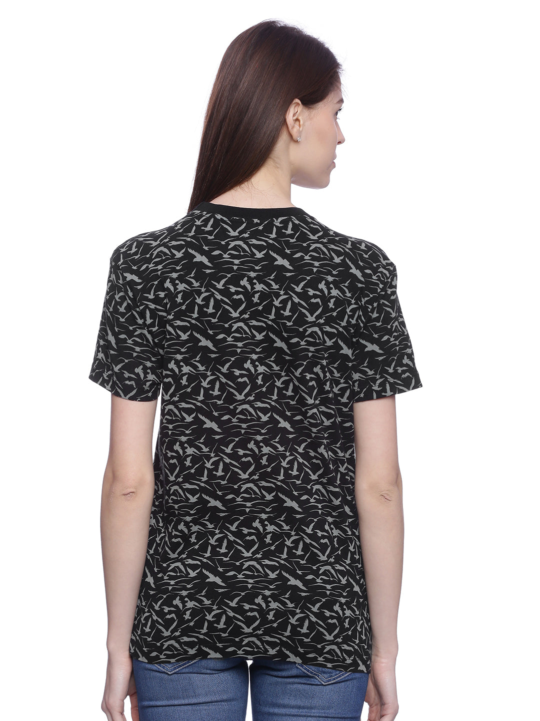 Wolfpack Women Black Printed T-Shirt Wolfpack