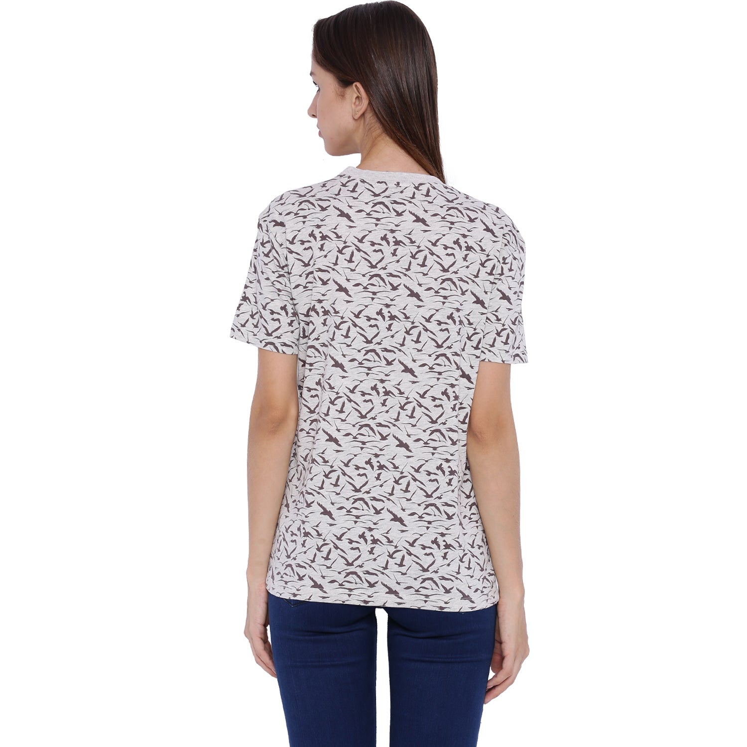 Wolfpack Women Ecru Mélange Printed T-Shirt Wolfpack