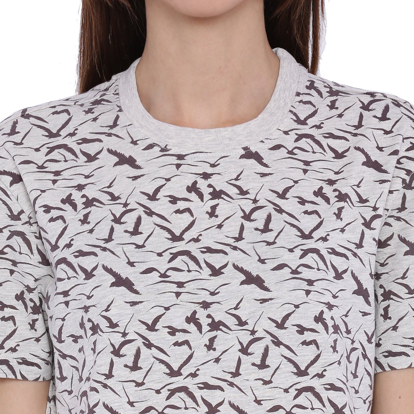 Wolfpack Women Ecru Mélange Printed T-Shirt Wolfpack