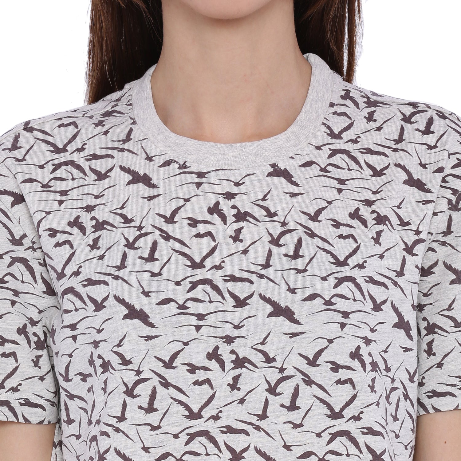 Wolfpack Women Ecru Mélange Printed T-Shirt Wolfpack
