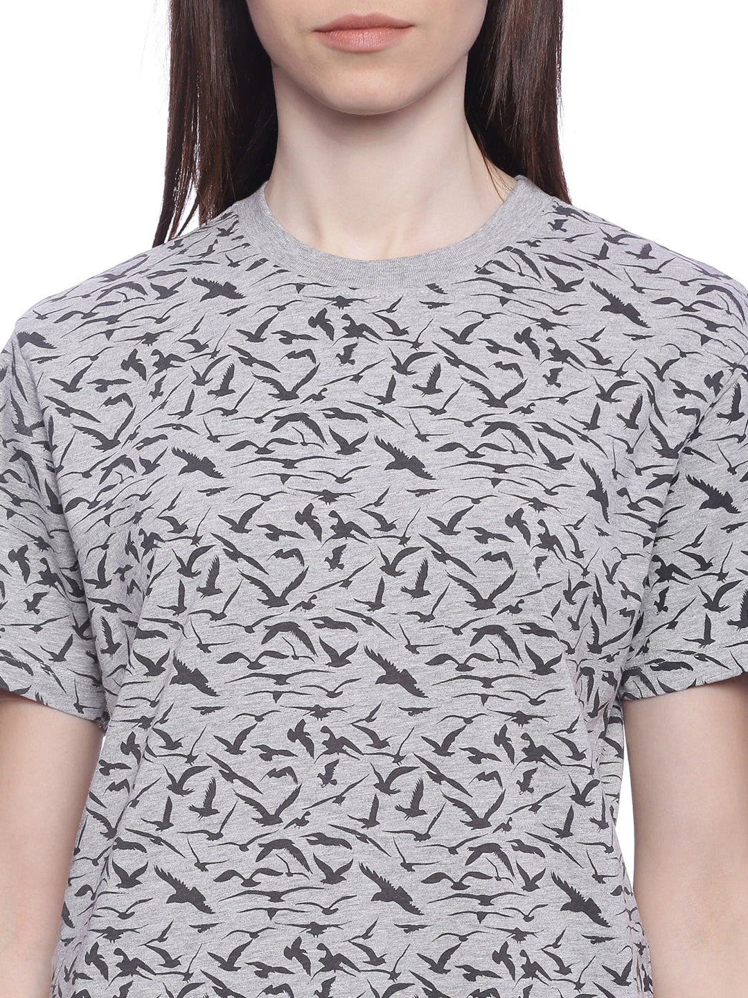 Wolfpack Women Grey Printed T-Shirt Wolfpack
