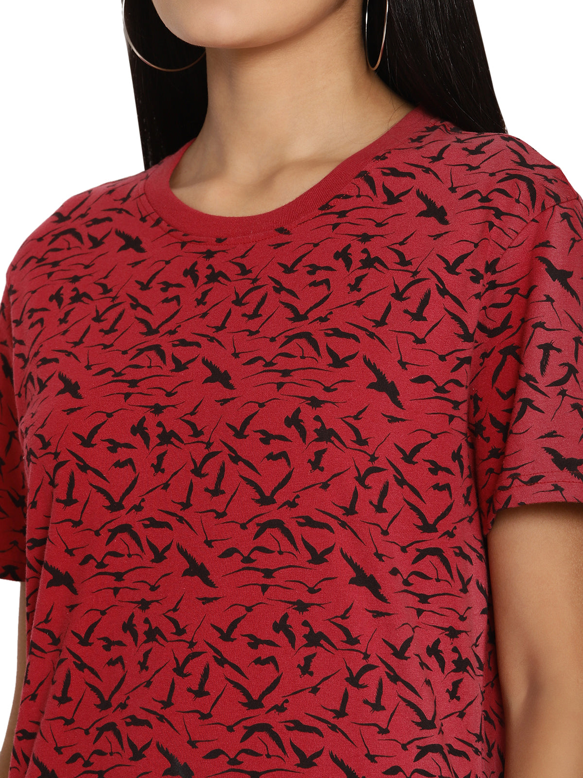 Wolfpack Birds Camo Red Printed Women T-Shirt Wolfpack