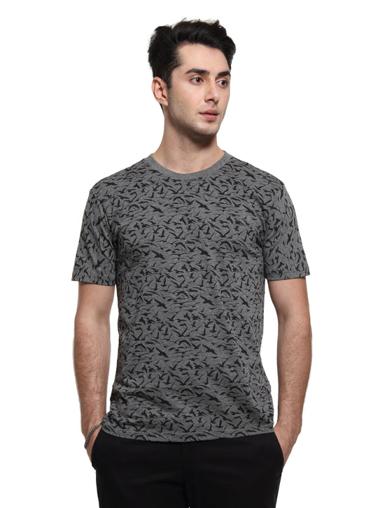 Wolfpack Men Dark Grey Printed T-Shirt Wolfpack