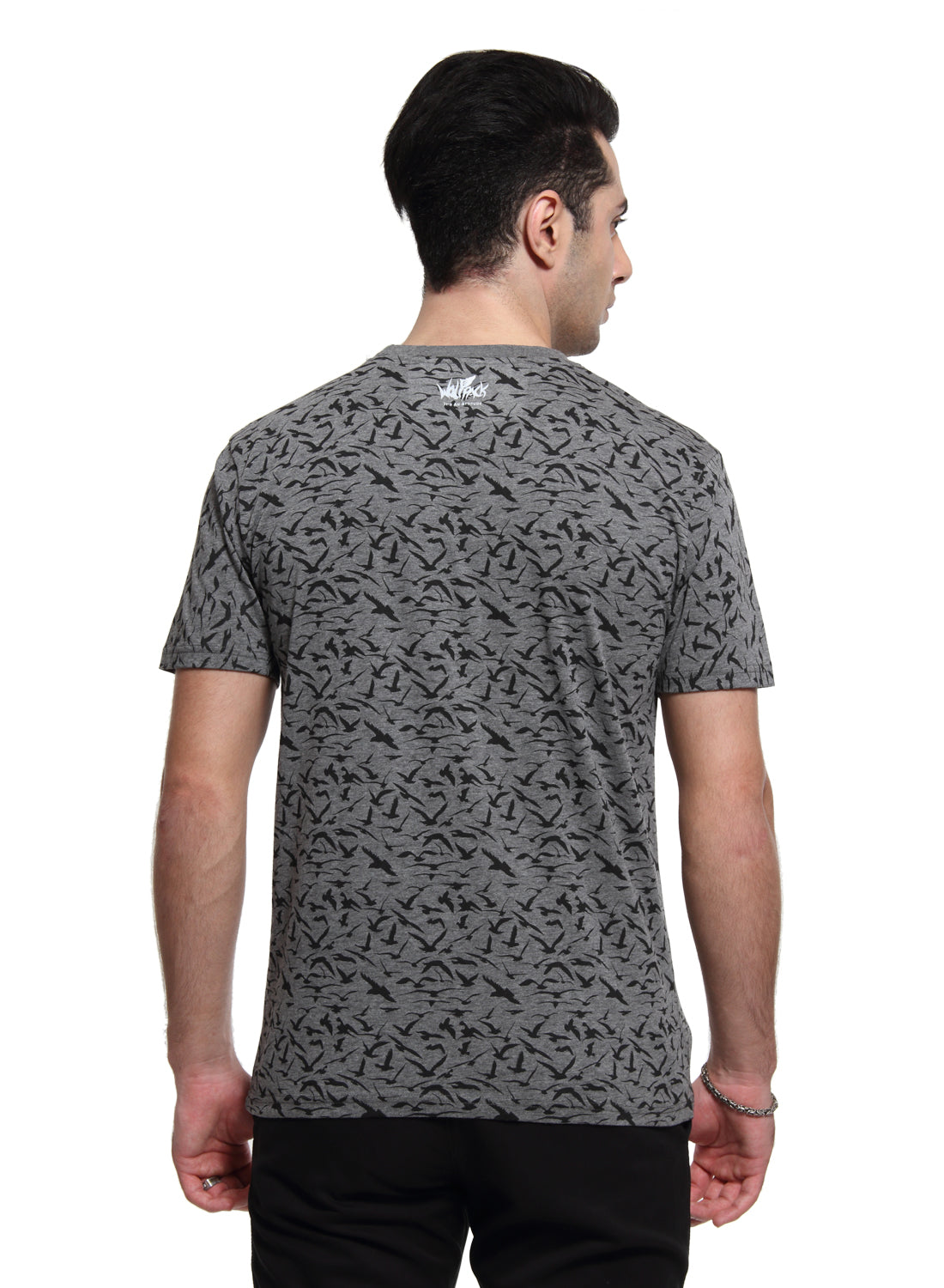Wolfpack Men Dark Grey Printed T-Shirt Wolfpack