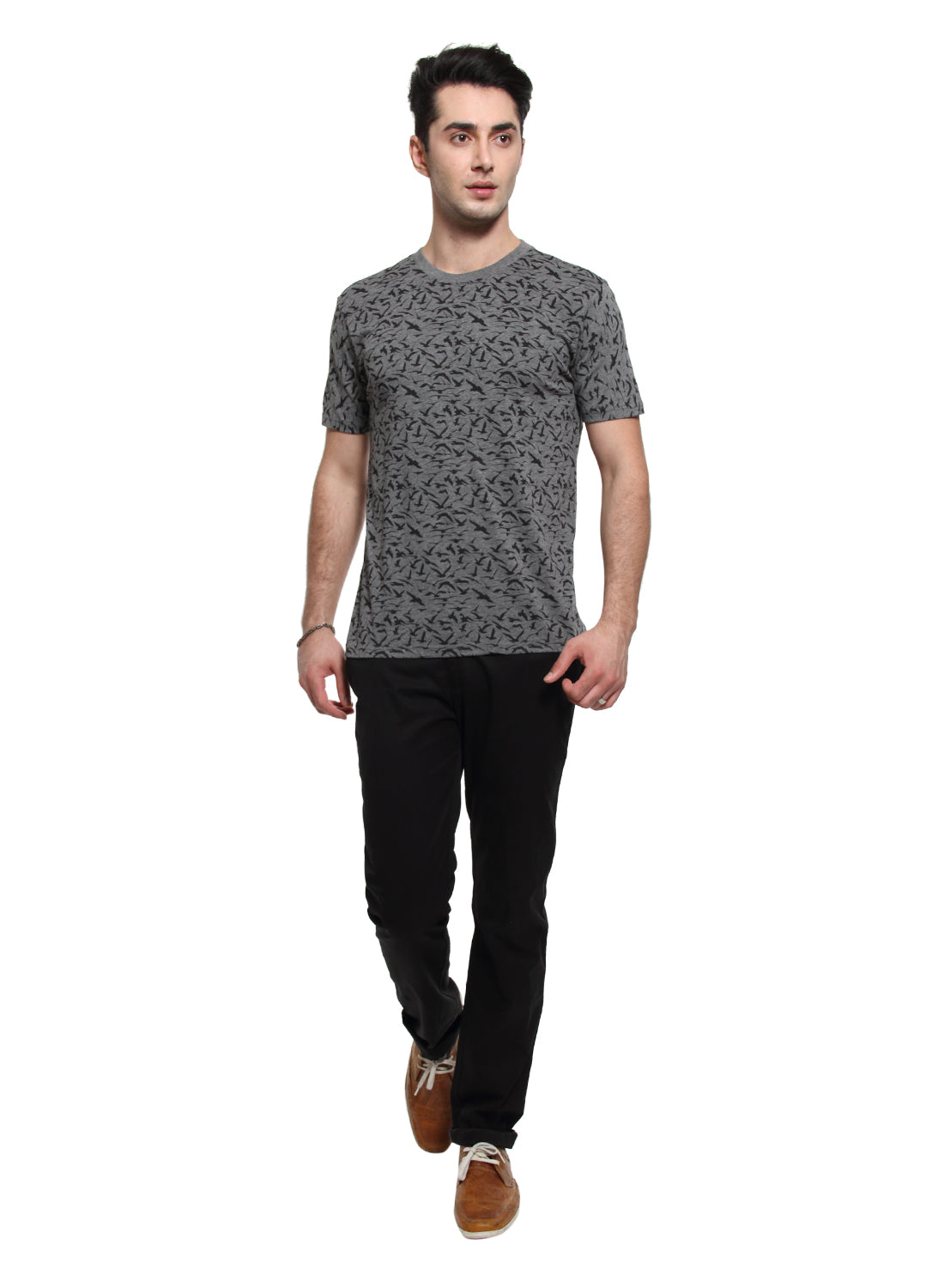 Wolfpack Men Dark Grey Printed T-Shirt Wolfpack